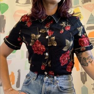 Vintage 90’s rose button up blouse